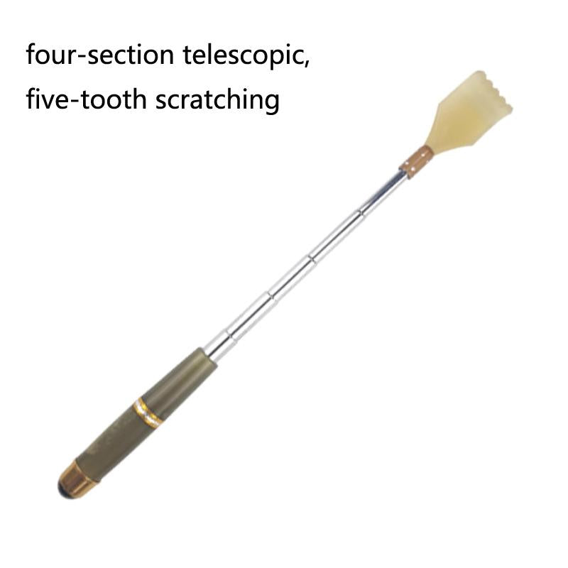 Retractable Back Scratcher With Magnetic Tickler - Brown 4