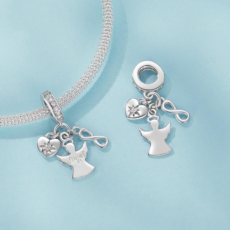 925 Sterling Silver Guardian Angel Good Luck Pendant 5