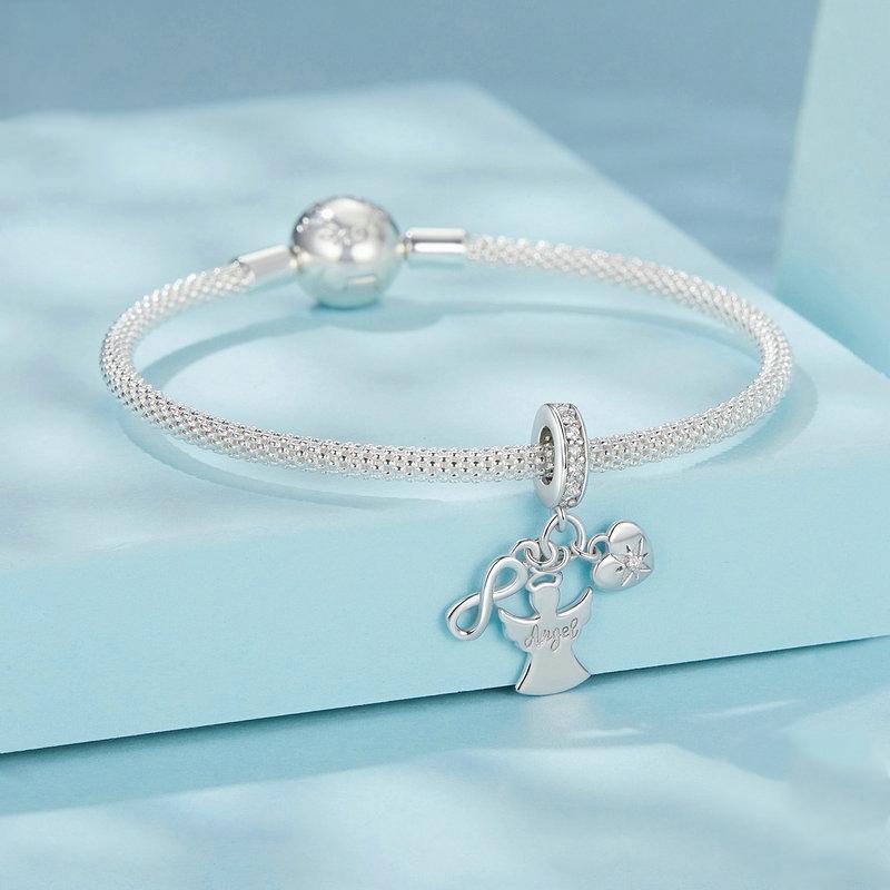 925 Sterling Silver Guardian Angel Good Luck Pendant 6
