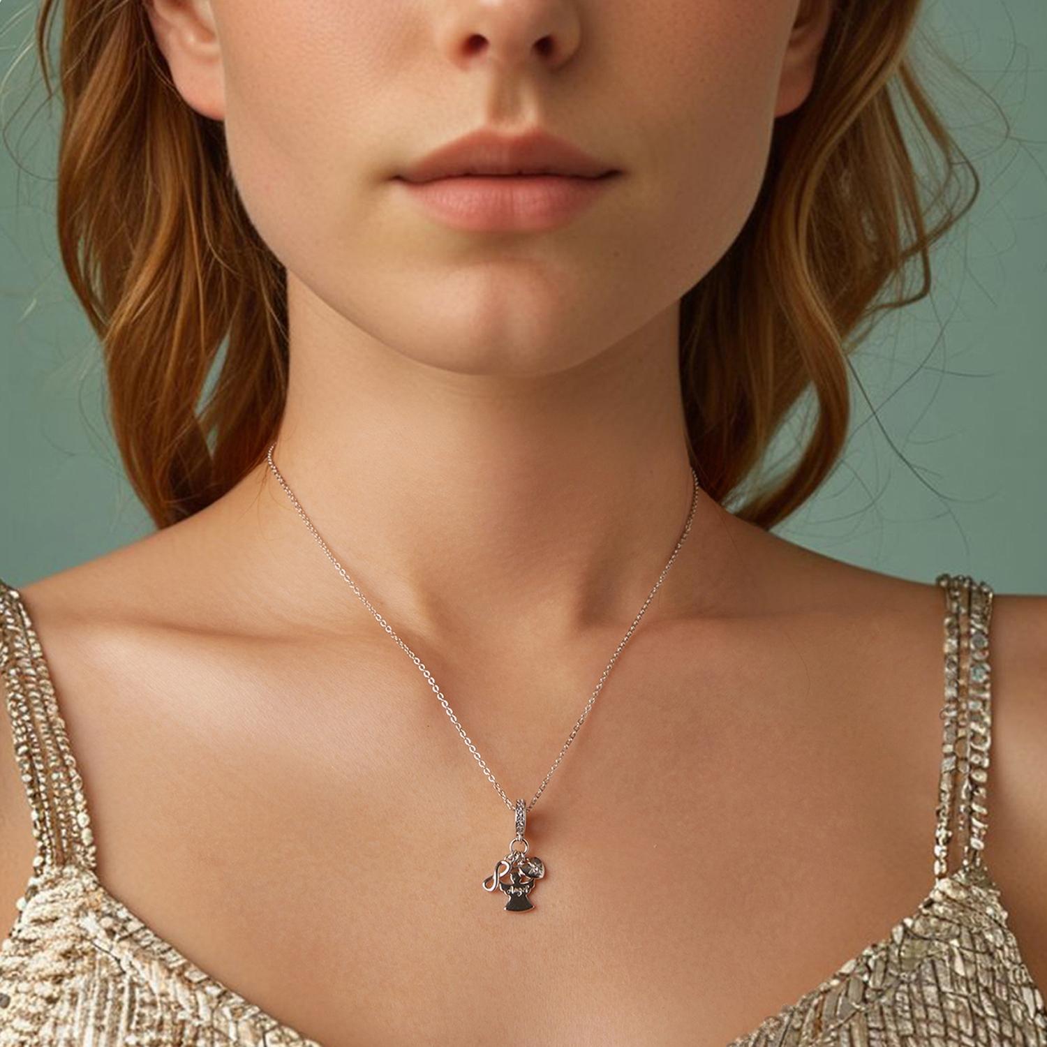 925 Sterling Silver Guardian Angel Good Luck Pendant 8