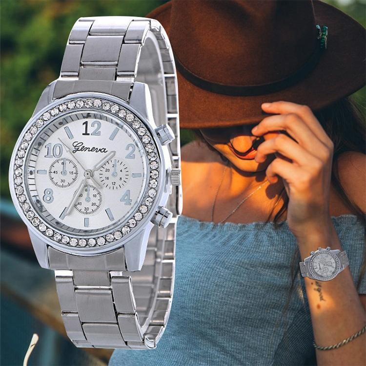 Stainless Steel Diamond Women Belt Watch - Alloy - Gold With Diamond 6
