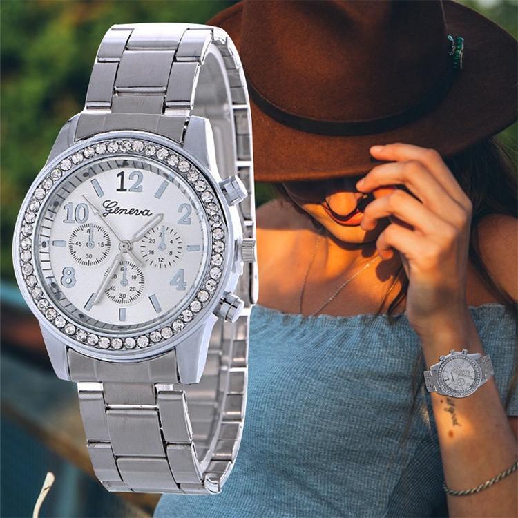 Stainless Steel Diamond Women Belt Watch - Alloy - Gold With Diamond 11