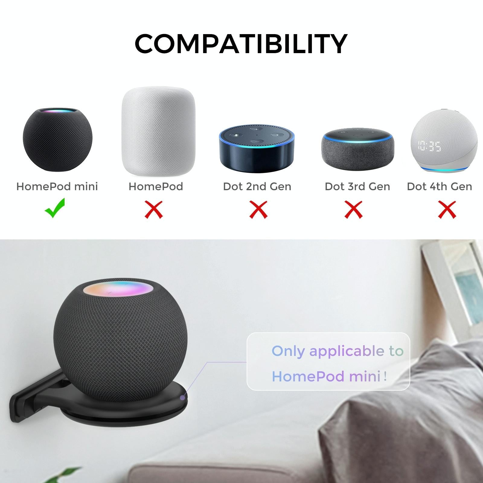 Ahastyle Smart Speaker Stand for Apple Homepod Mini - Black 6
