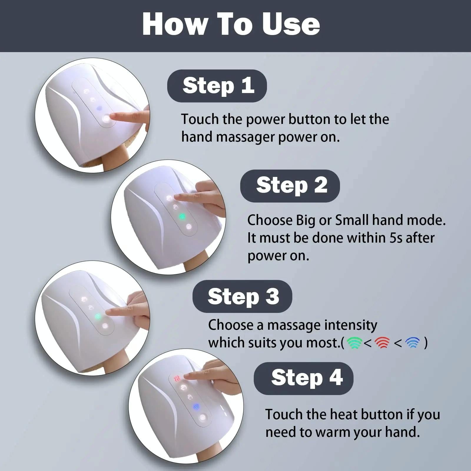Hand Massager With Heat 3 Intensity Levels Convex Point Massage 8