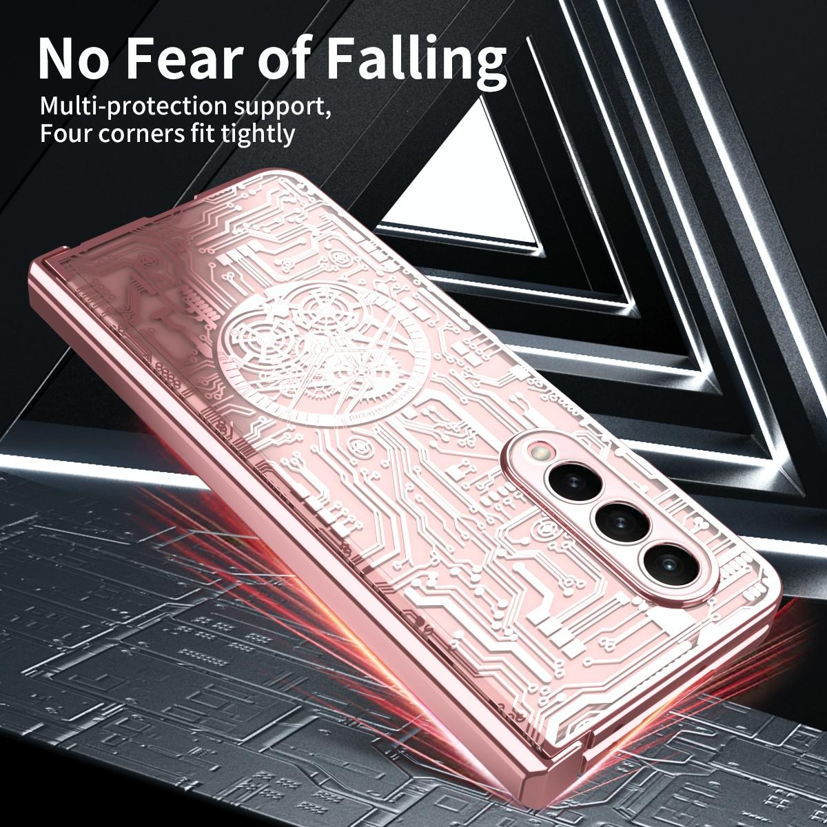 For Samsung Galaxy Z Fold4 5G Foldable Electroplated Phone Case - Mechanical Legend 4. - Green 5
