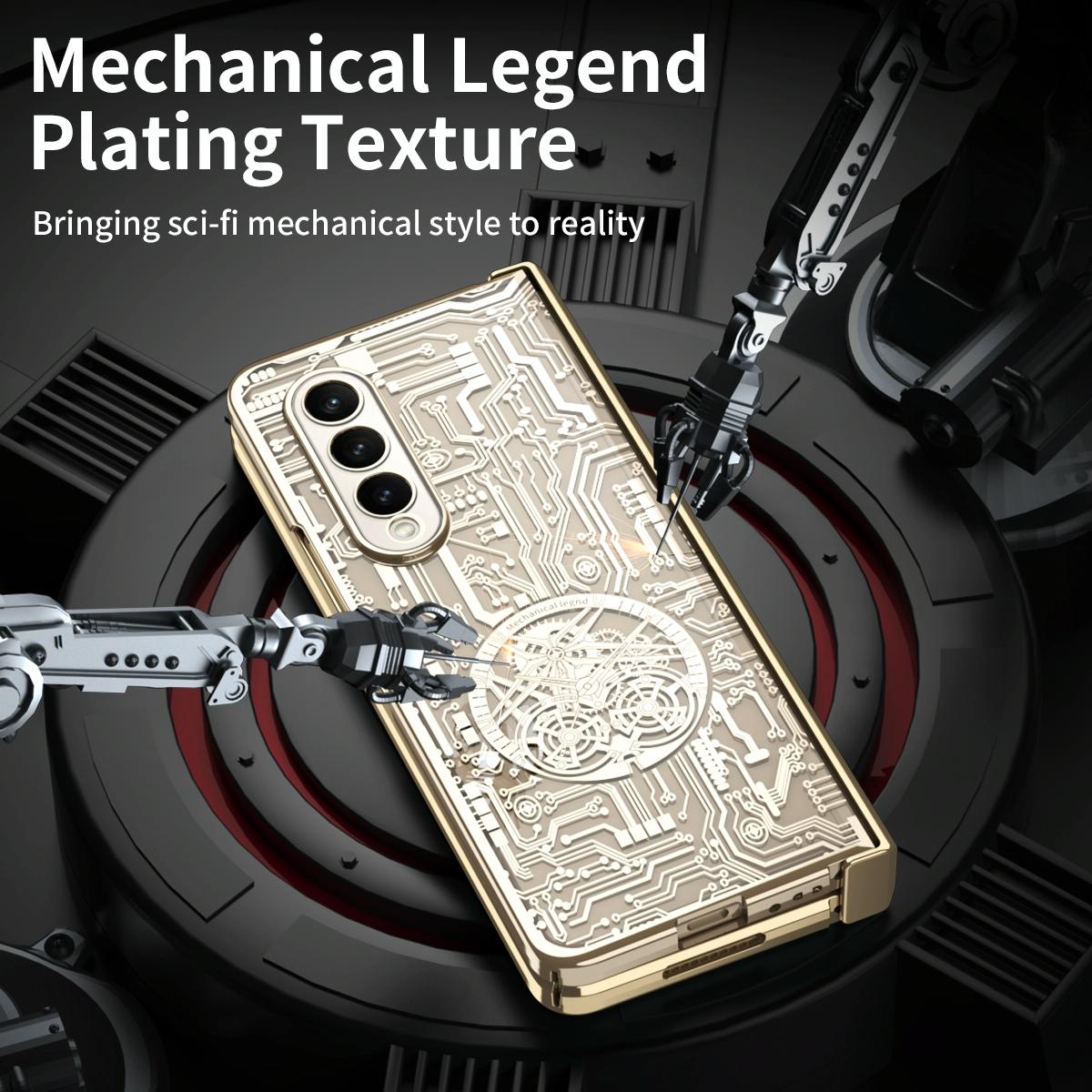 For Samsung Galaxy Z Fold4 5G Foldable Electroplated Phone Case - Mechanical Legend 4. - Green 9