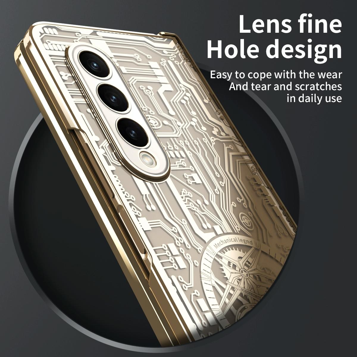 For Samsung Galaxy Z Fold4 5G Foldable Electroplated Phone Case - Mechanical Legend 4. - Green 10