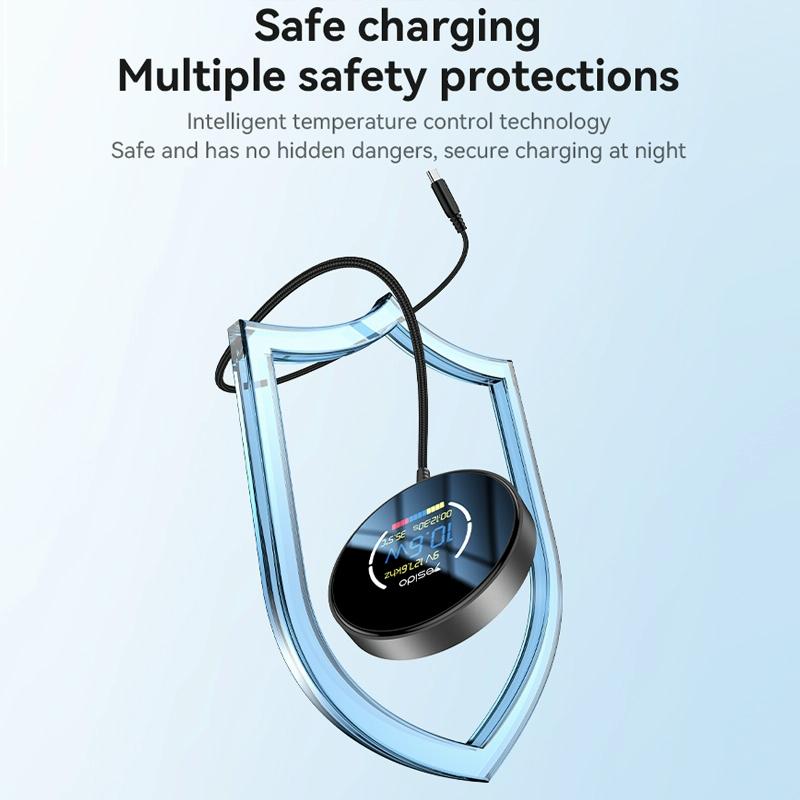 15W Magnetic Wireless Charger With Digital Display 1.2M 9
