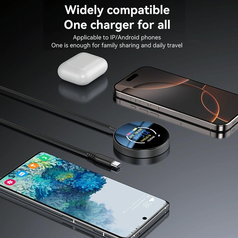 15W Magnetic Wireless Charger With Digital Display 1.2M 12