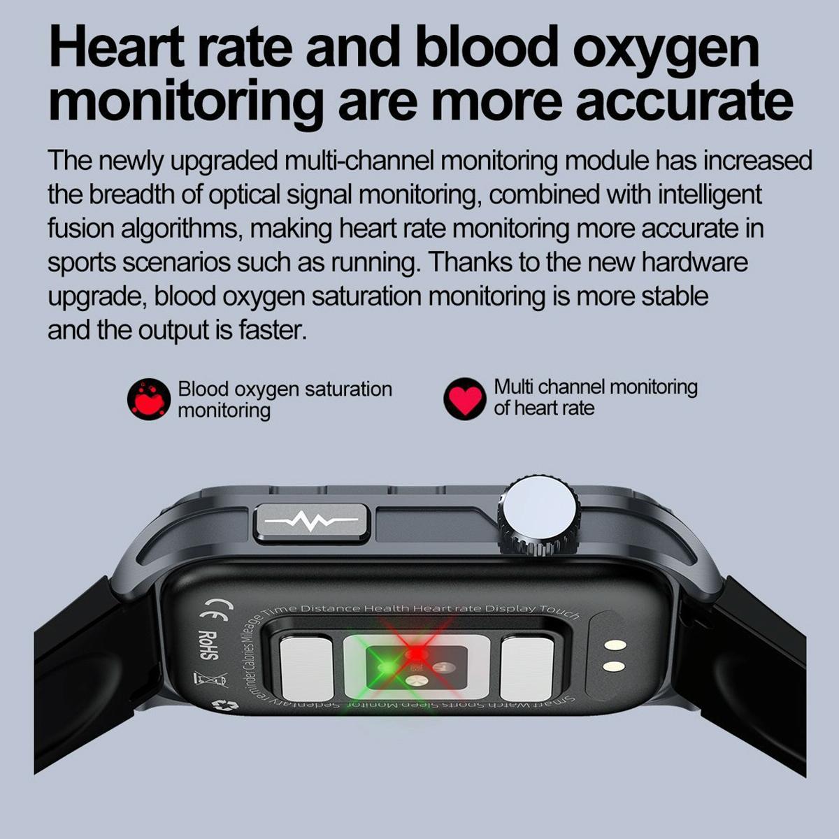 Waterproof Ecg Smart Watch For Health Monitoring - Ip68 - Black 7