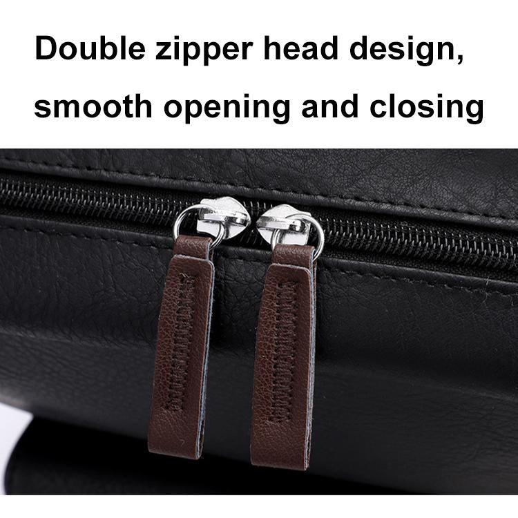 Large Capacity Pu Leather Laptop Backpack For Travel & School - Black 9