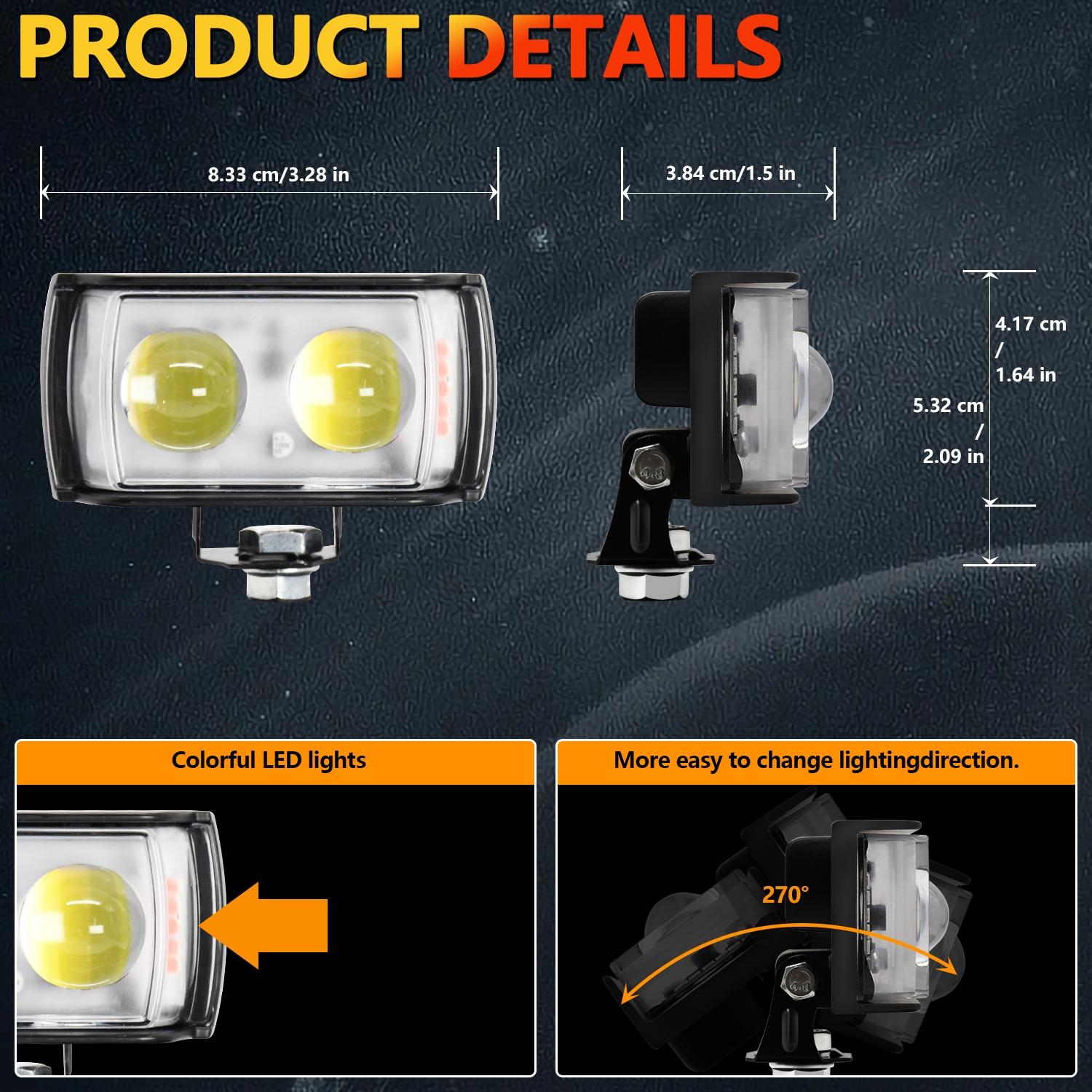 11W / Dc 9 - 30V Three - Sided Flash Motorcycle Spotlight Black 3