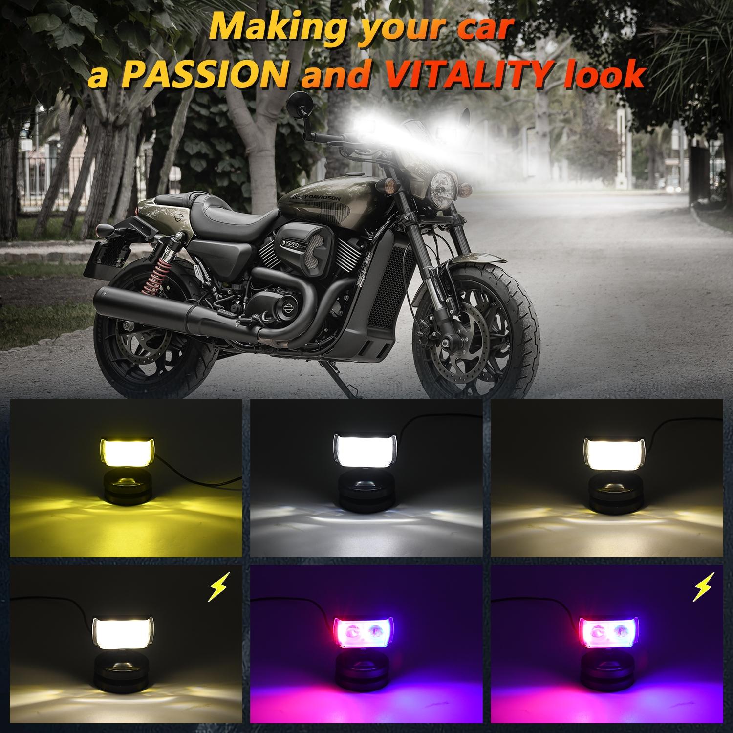 11W / Dc 9 - 30V Three - Sided Flash Motorcycle Spotlight Black 5