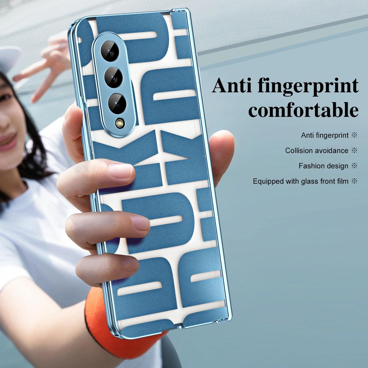 For Samsung Galaxy Z Fold4 5G Foldable Electroplated Phone Case With Hinge - Rose Gold 13
