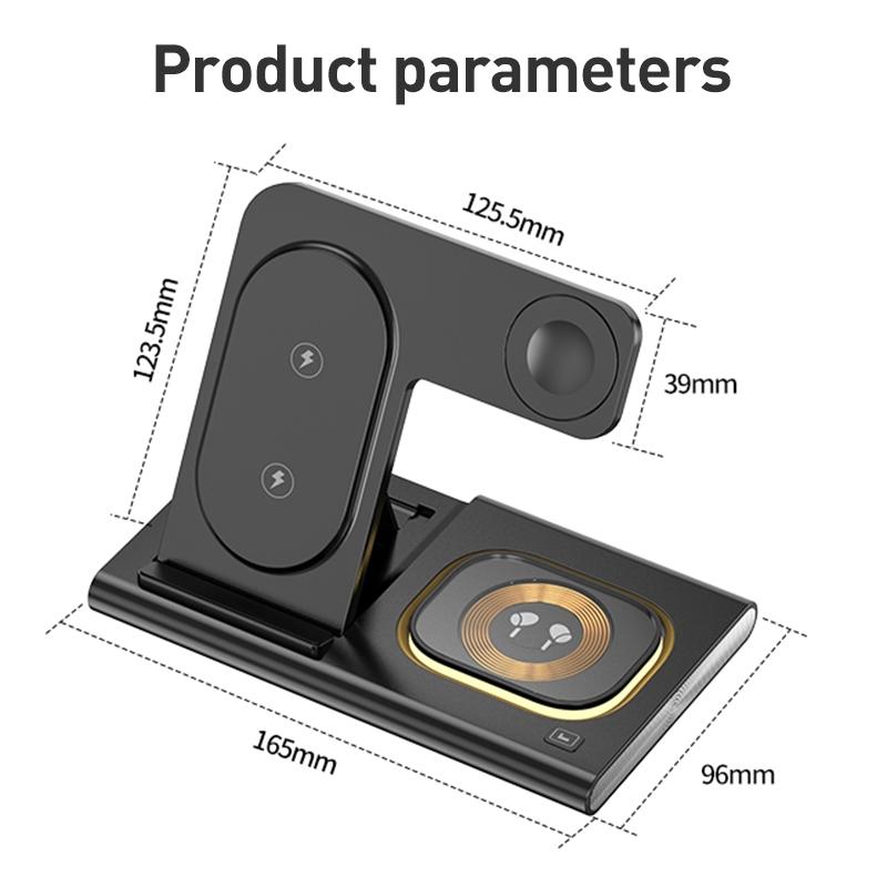 15W 3 In 1 Foldable Wireless Charger - Black 3