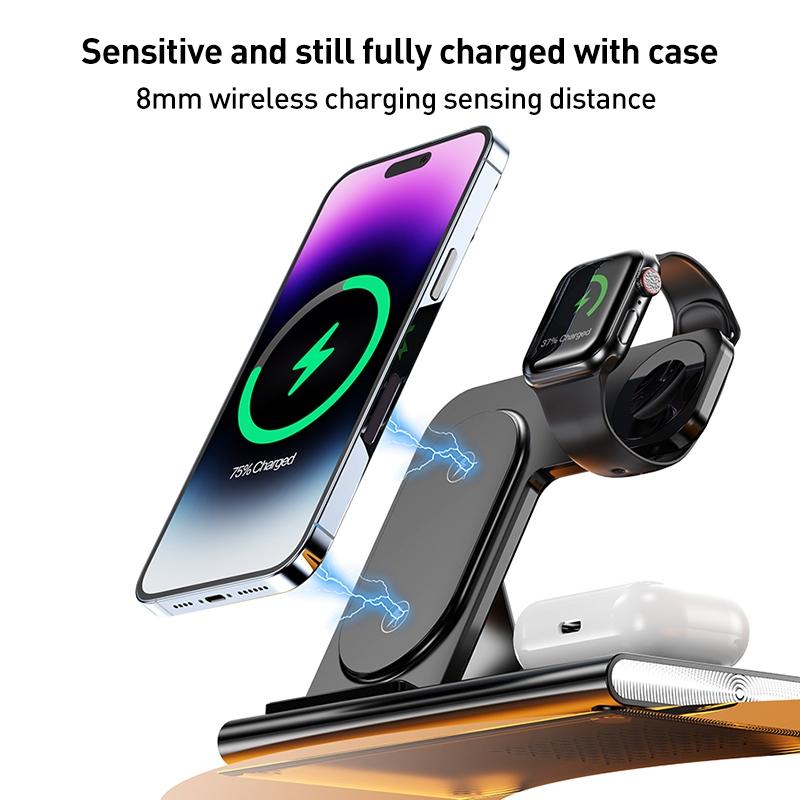 15W 3 In 1 Foldable Wireless Charger - Black 7