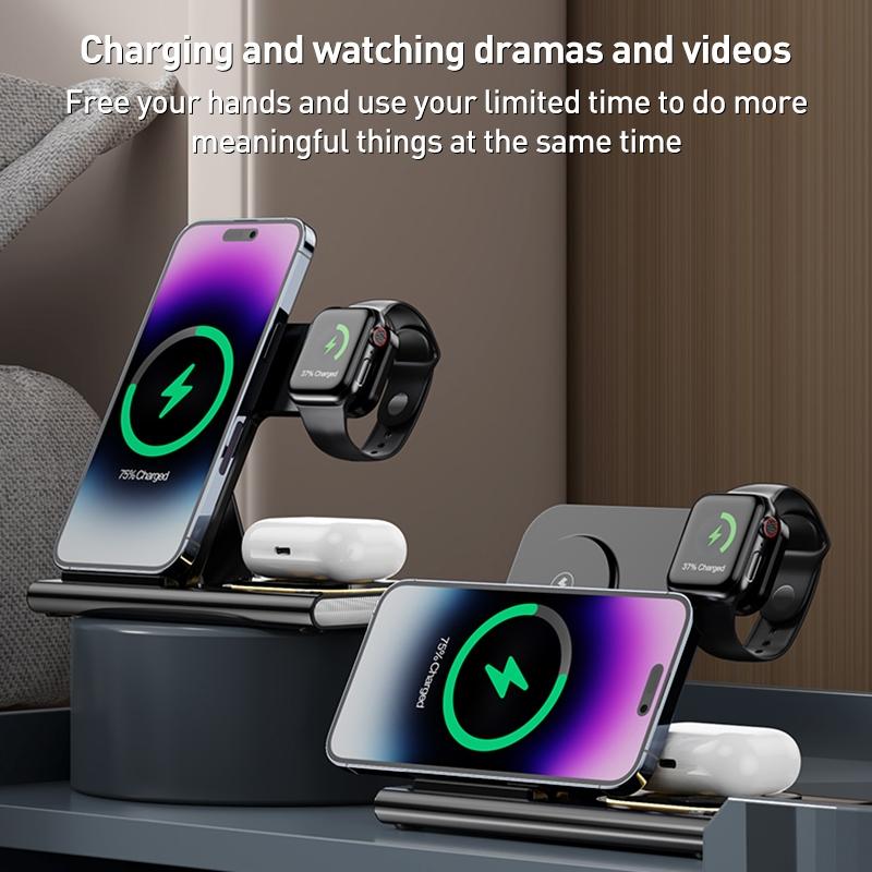 15W 3 In 1 Foldable Wireless Charger - Black 8