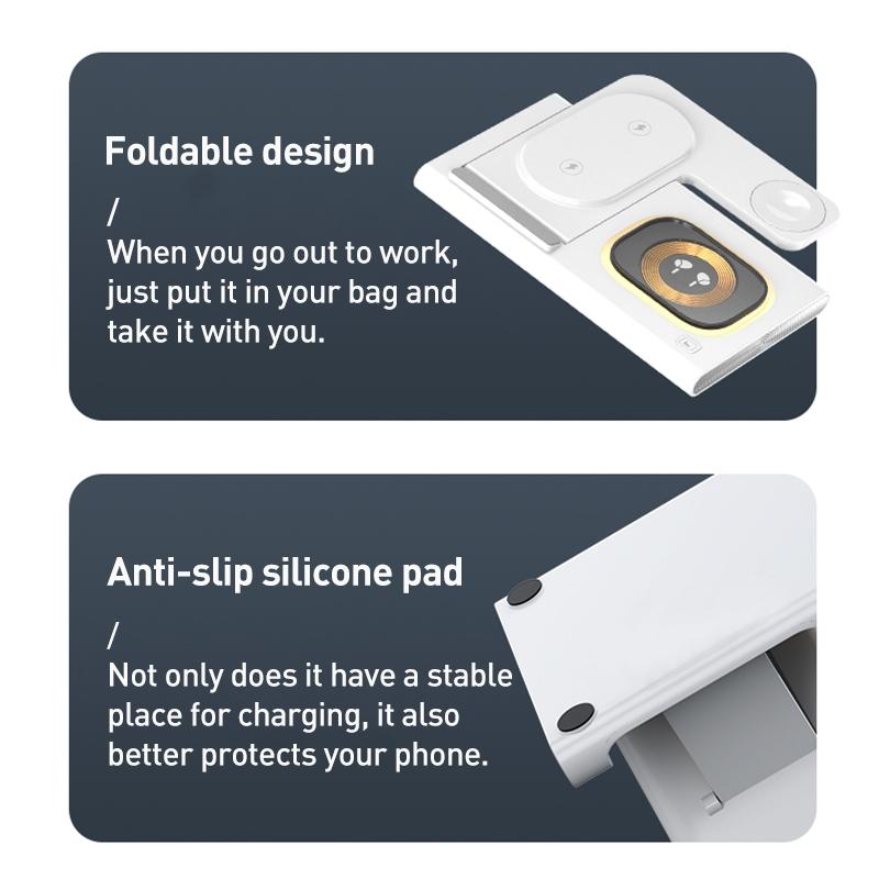 15W 3 In 1 Foldable Wireless Charger - Black 11