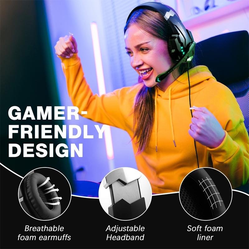 Pro Gaming Headset With Mic 2.1M Cable - Black 12