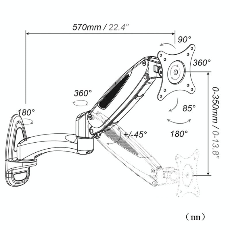 Gas Spring Wall-mounted Monitor Stand - Factory Design 4