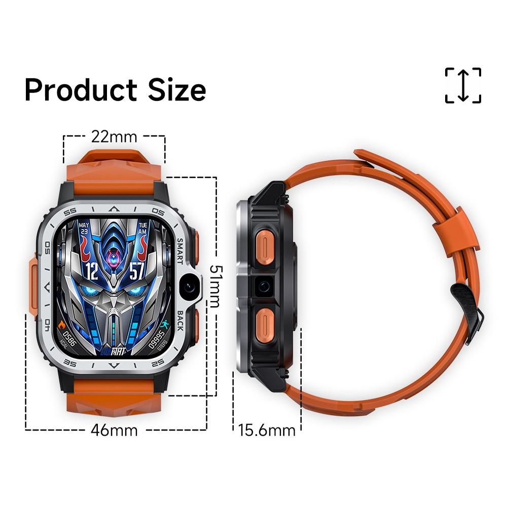 2.02 Inch Android 8.1 Full Network Wifi Card Bluetooth Smart Watch - Navy Blue 3
