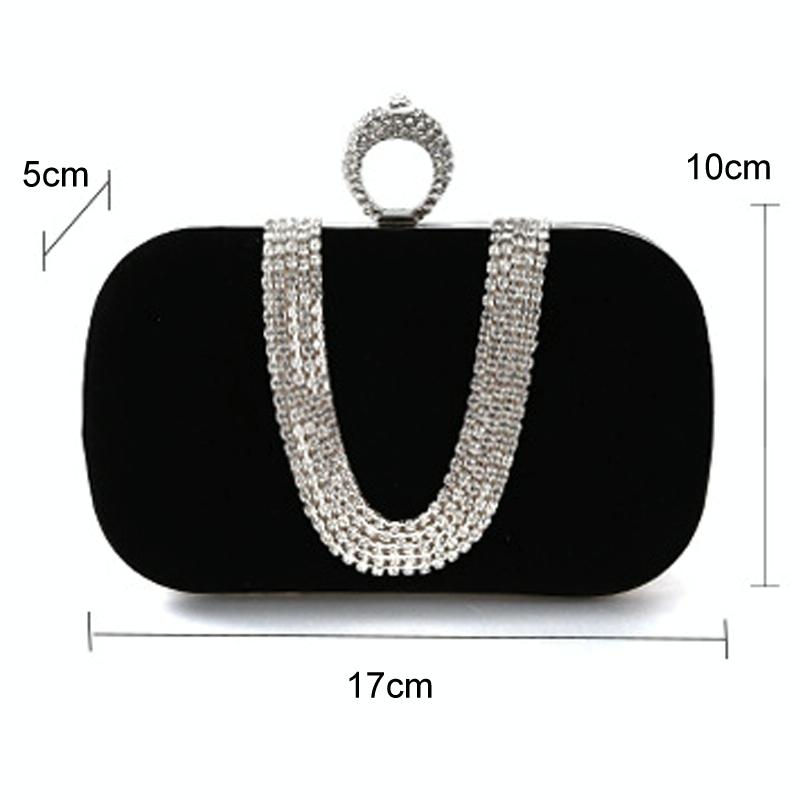 Embellished u Shape Evening Clutch for Ladies - Banquet Ready - Black 3