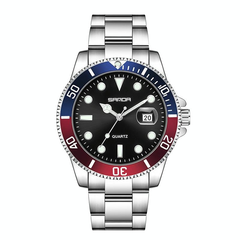 Personalized Men Quartz Wristwatch - Steel Belt - Black
