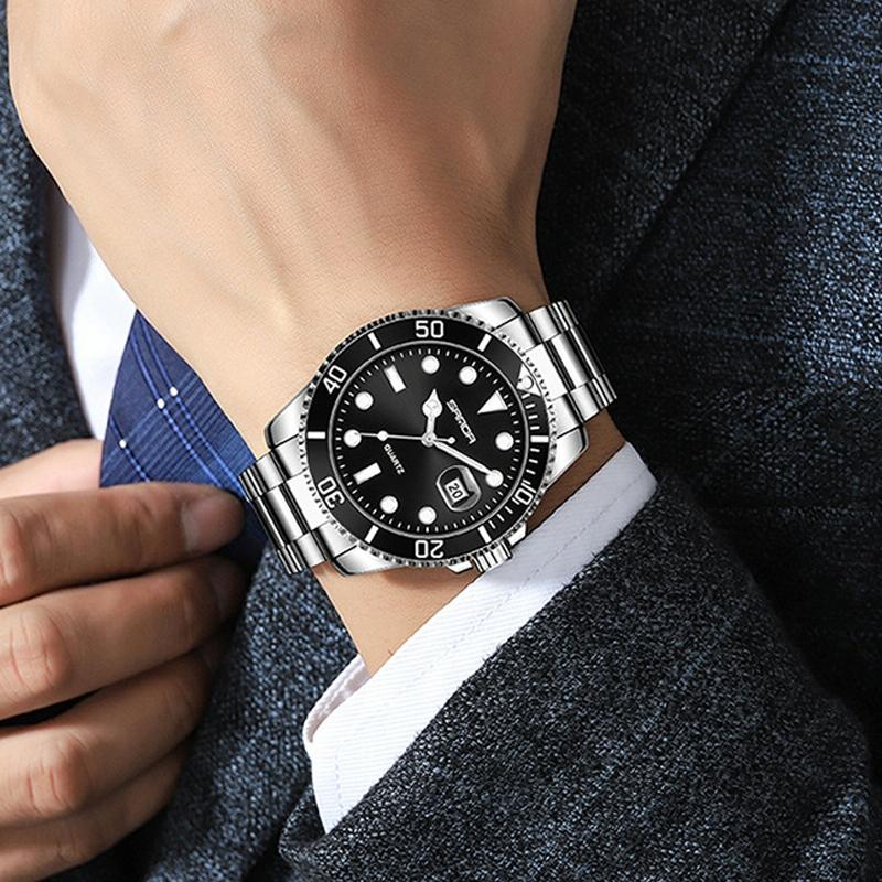 Personalized Men Quartz Wristwatch - Steel Belt - Black 3
