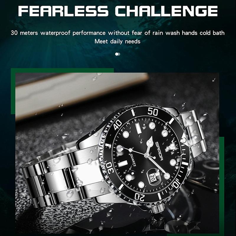 Personalized Men Quartz Wristwatch - Steel Belt - Black 5