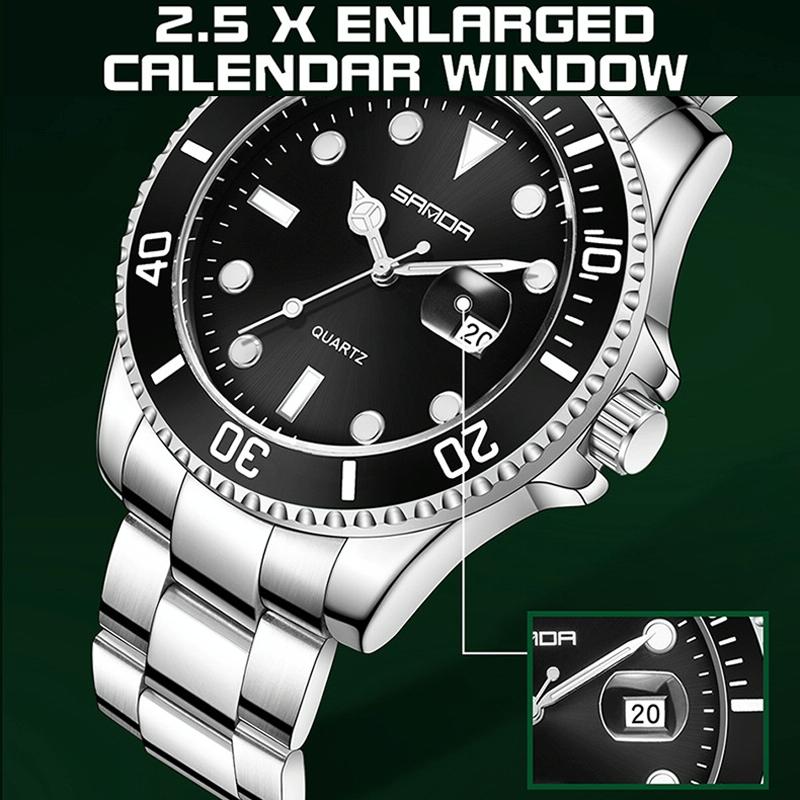 Personalized Men Quartz Wristwatch - Steel Belt - Black 9