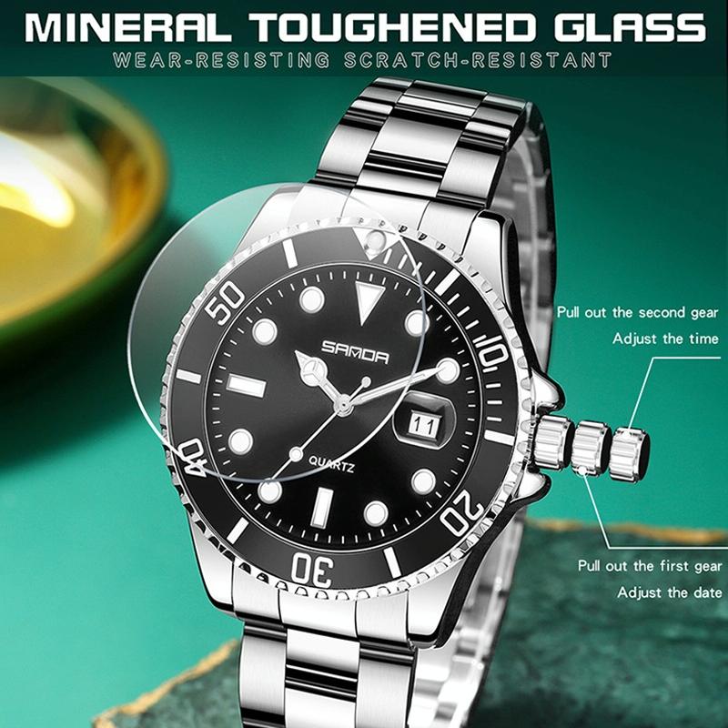 Personalized Men Quartz Wristwatch - Steel Belt - Black 10