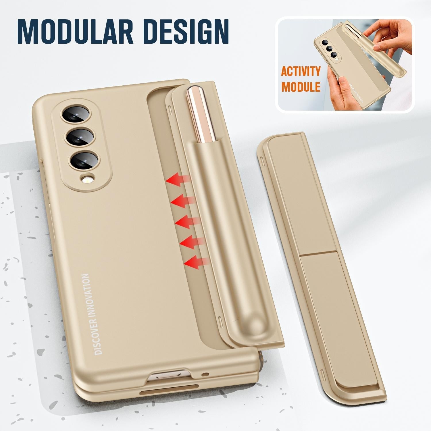 For Samsung Galaxy z Fold4 5G Samsung Galaxy z Fold4 2-in-1 Detachable Folding Case with Holder & Pen Slot - Black 11