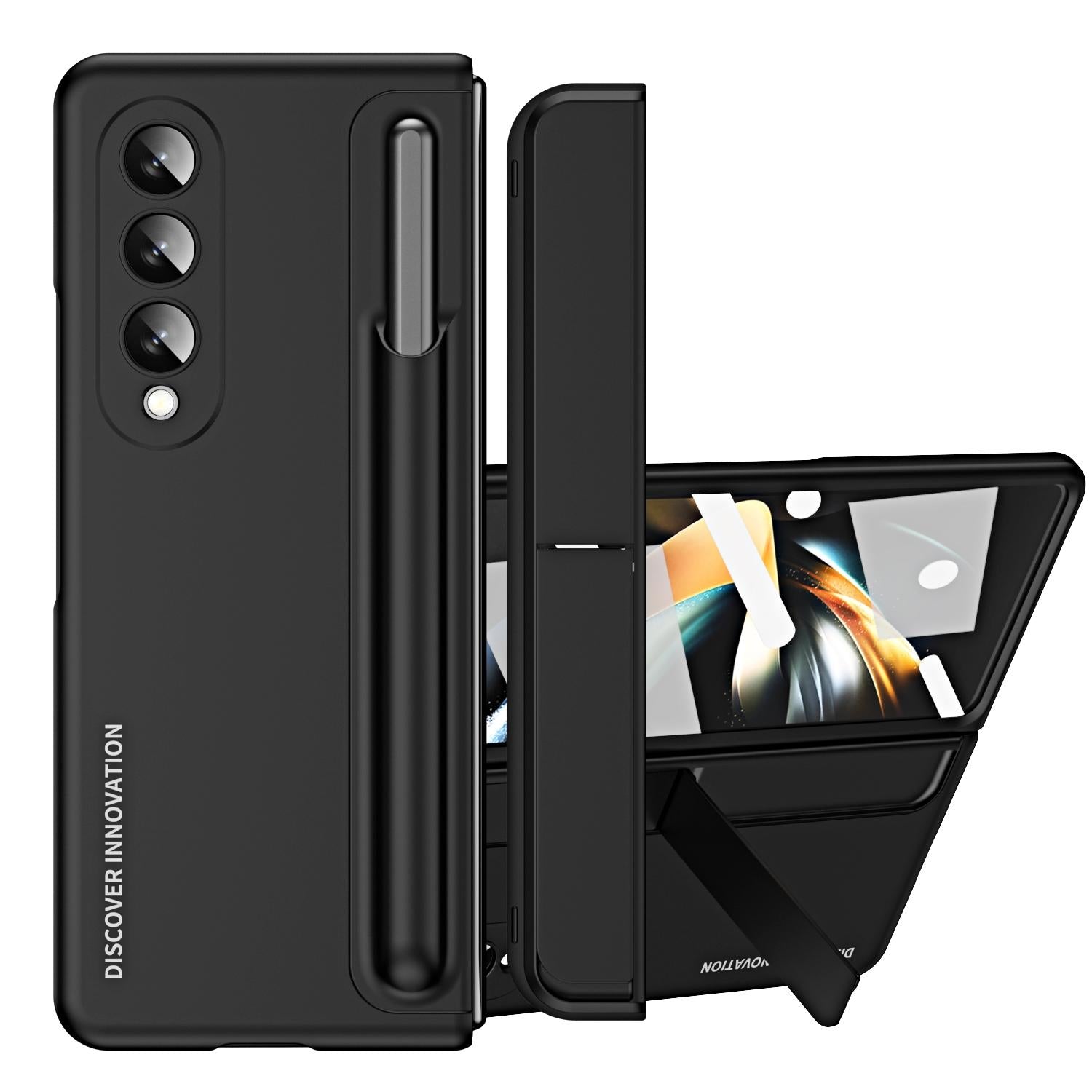 For Samsung Galaxy z Fold4 5G Samsung Galaxy z Fold4 2-in-1 Detachable Folding Case with Holder & Pen Slot - Black 12