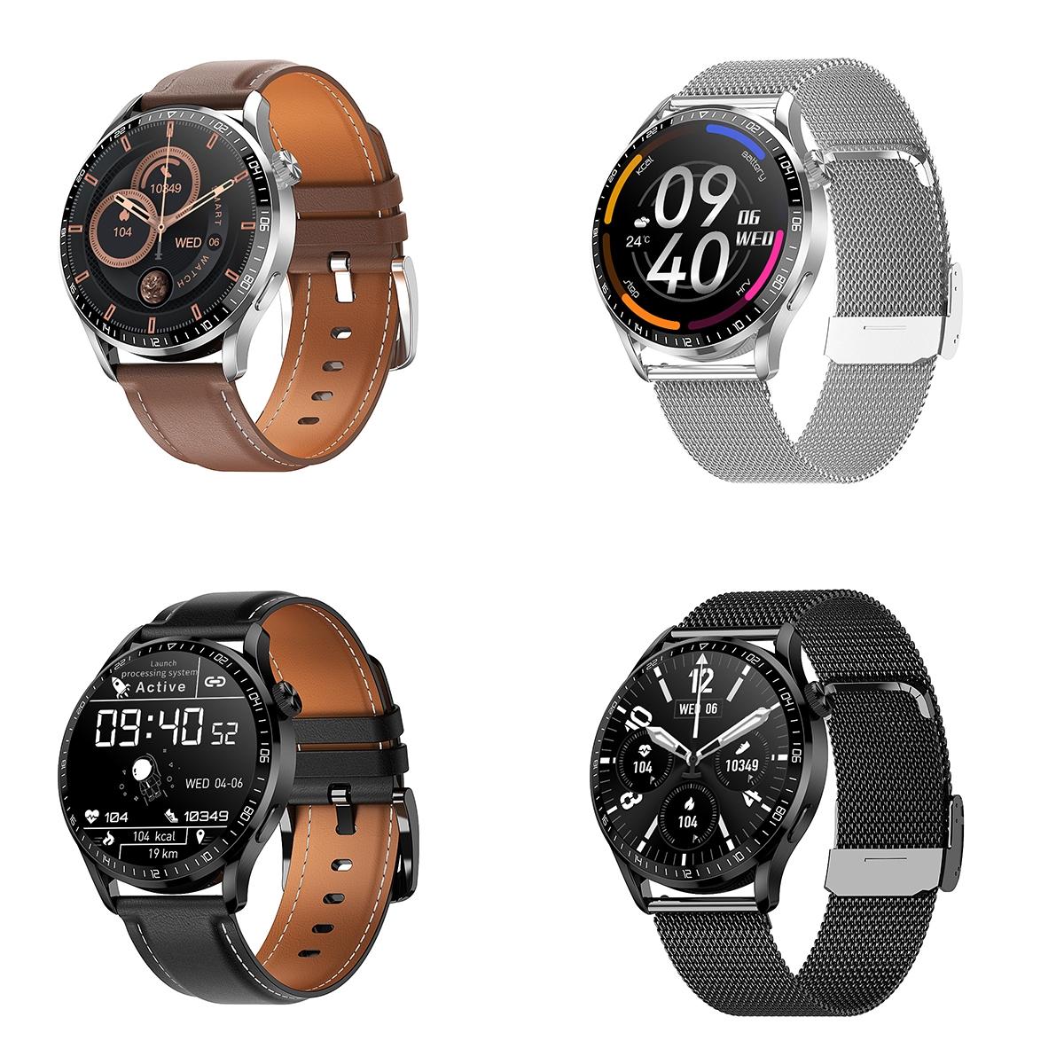1.32 Inch Heart Rate Detection Smart Watch - Silver + Leather 3