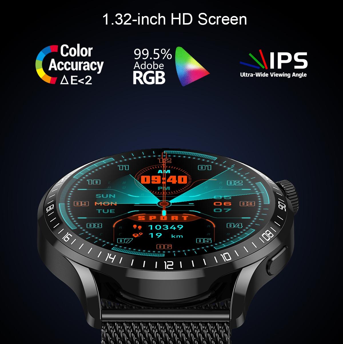 1.32 Inch Heart Rate Detection Smart Watch - Silver + Leather 4