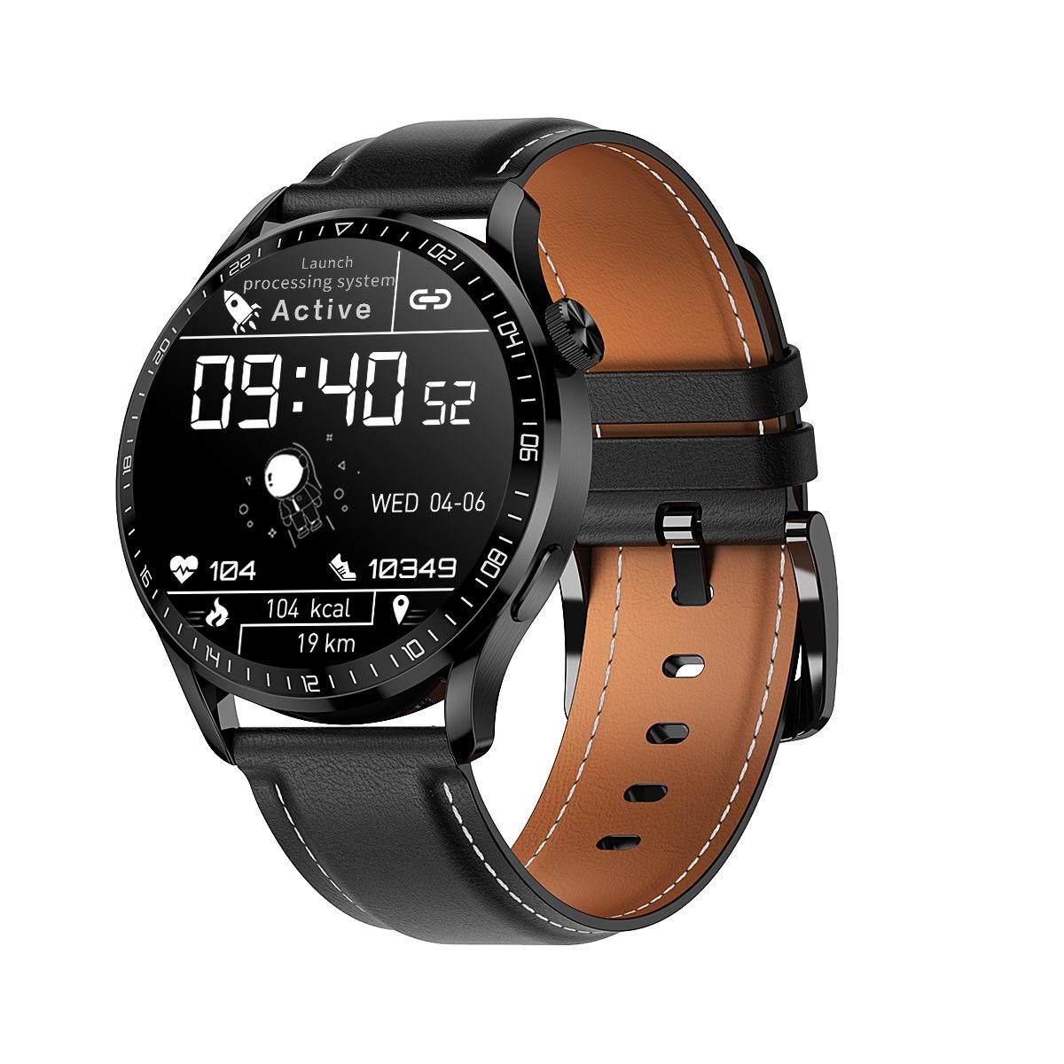 1.32 Inch Heart Rate Detection Smart Watch - Silver + Leather 9