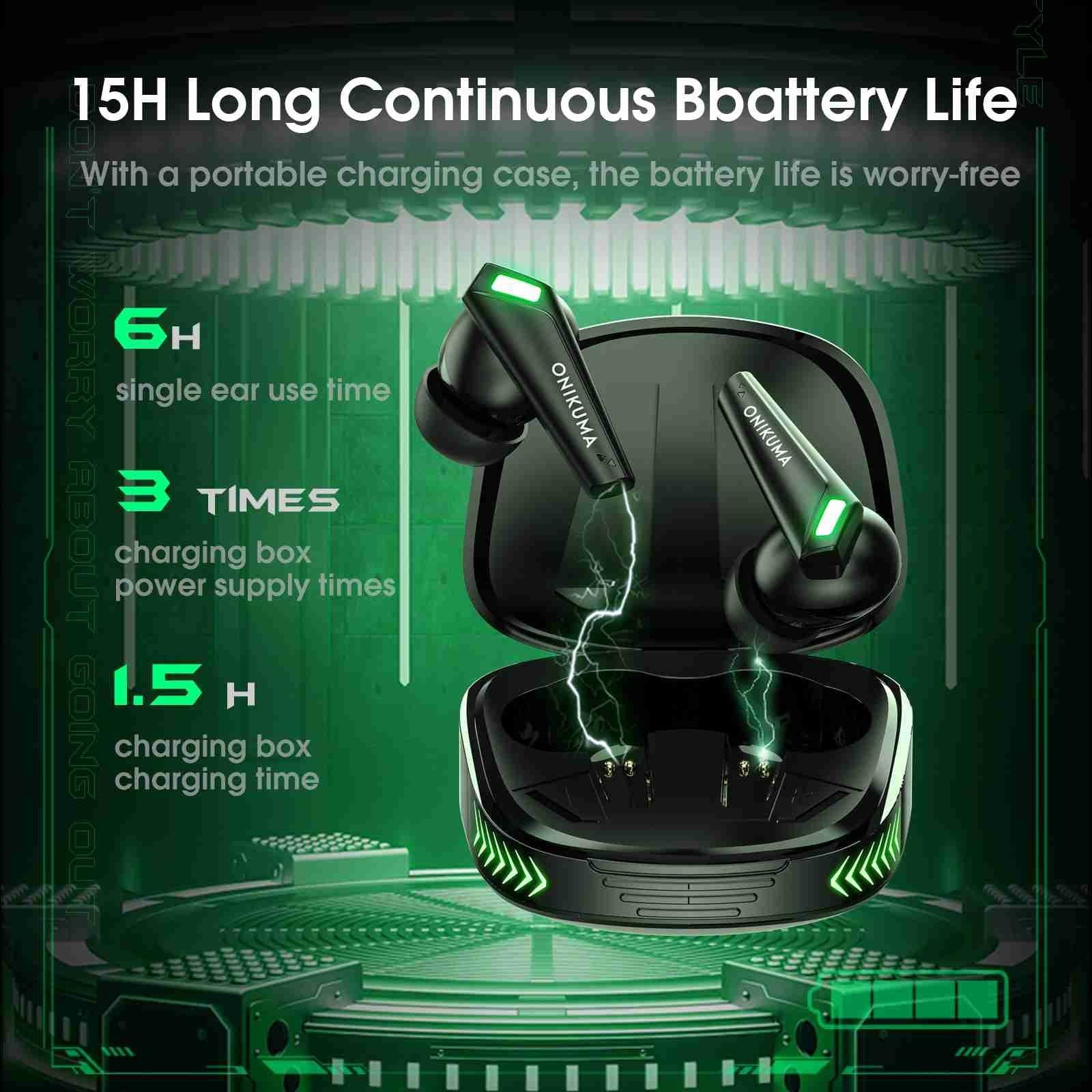 Wireless Bluetooth Earphones with Mic - Black 5