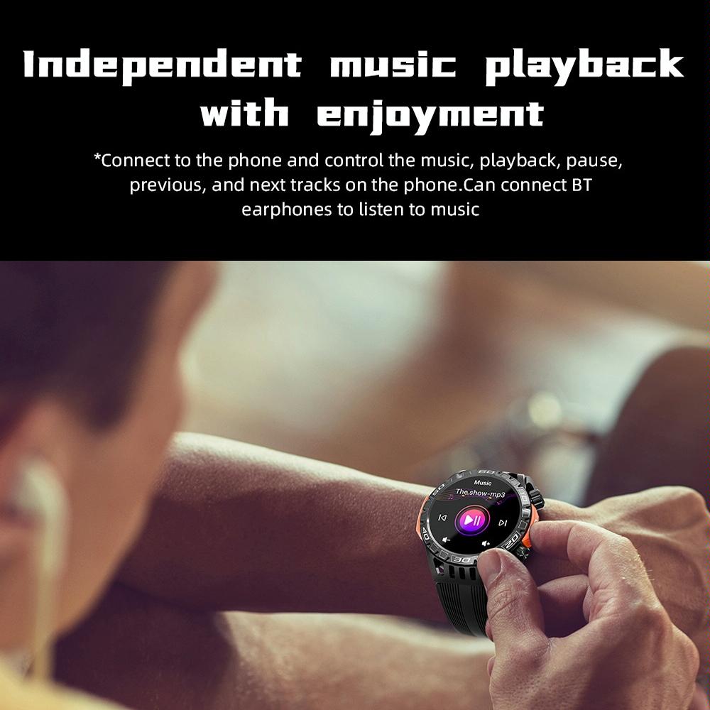 1.46 Inch Ip68 Waterproof Sos Flashlight Bluetooth Smart Watch - Black 8
