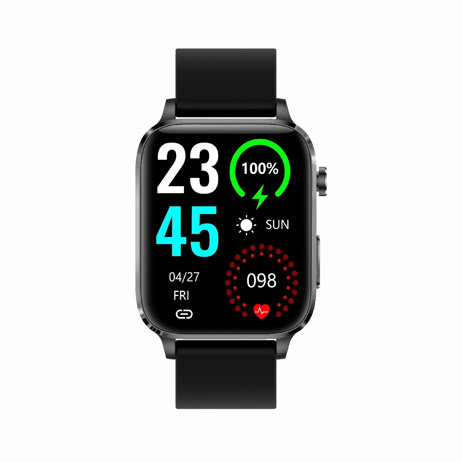 1.7 Inch Hd Square Screen Tpu Strap Smart Watch Supports Body Temperature Monitoring / Blood Oxygen Monitoring - Black 3