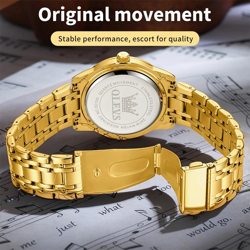 Waterproof Luminous Quartz Watch for Men - Business Style - Gold 14