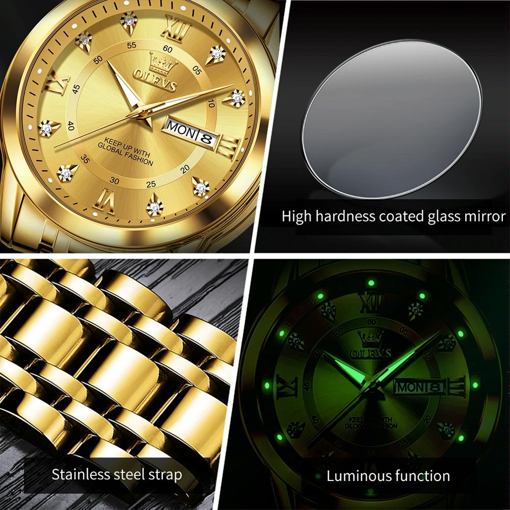 Waterproof Luminous Quartz Watch for Men - Business Style - Gold 15