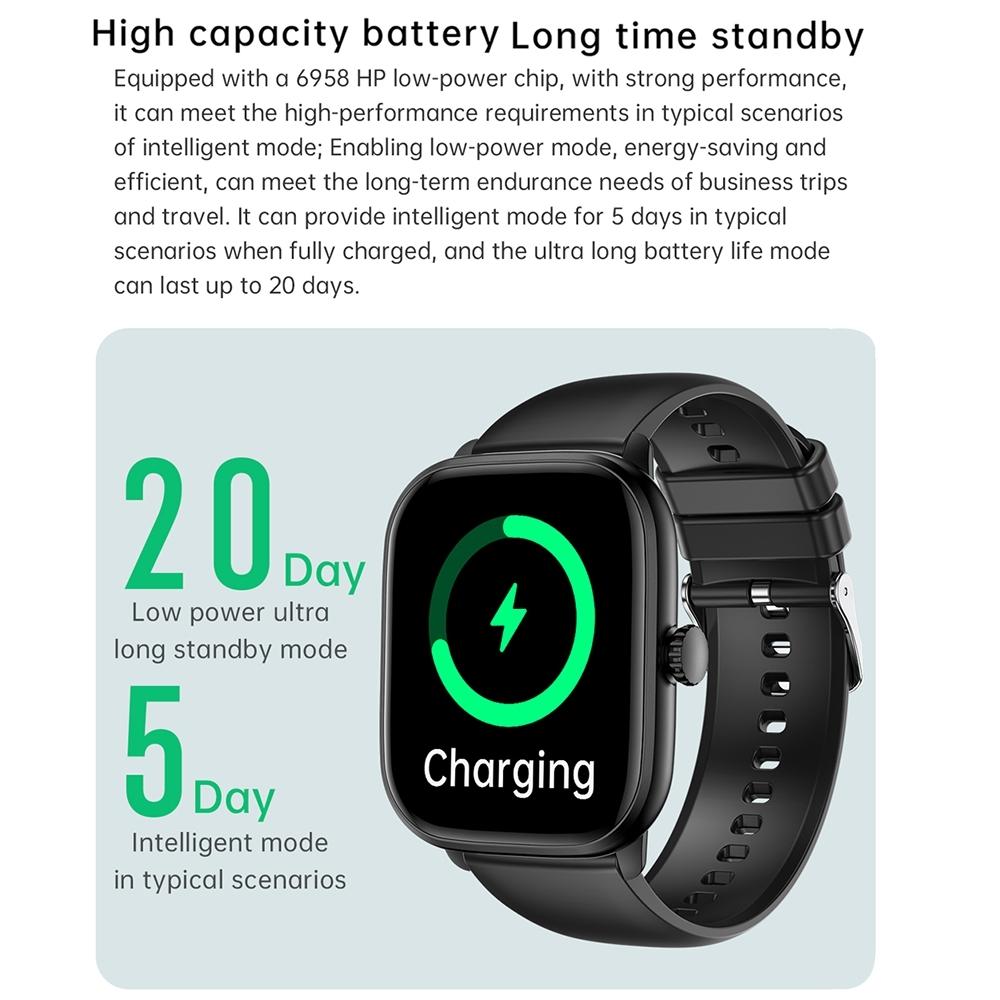 2.01 Inch Ips Hd Screen Smart Watch Supports Bluetooth Call / Health Monitoring Black 12
