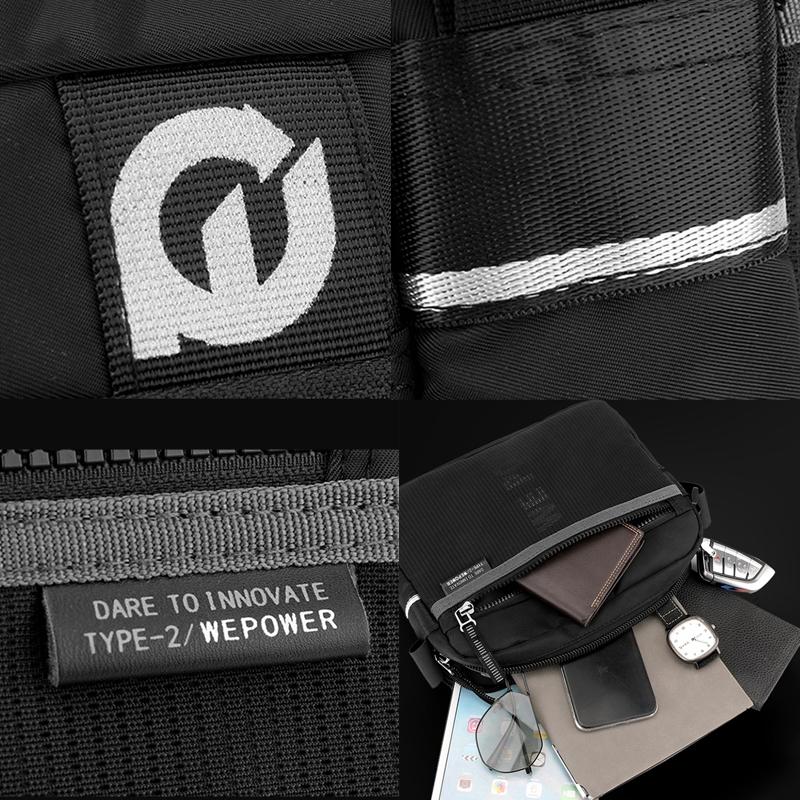 Men Nylon Crossbody Satchel For Outdoor Use - Black 7