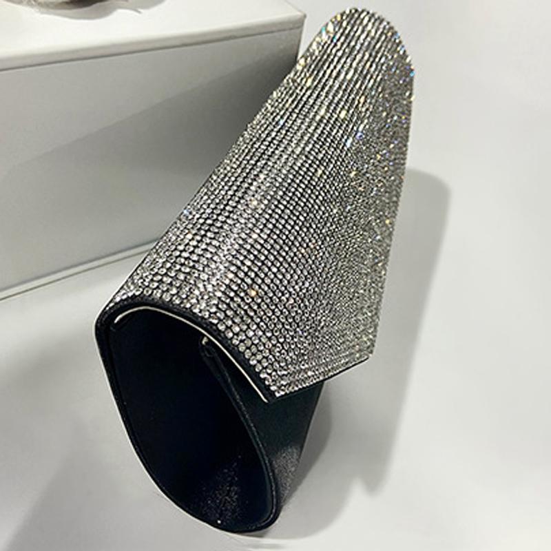 Black Rhinestone Shoulder Bag For Dinner & Cosmetics 5