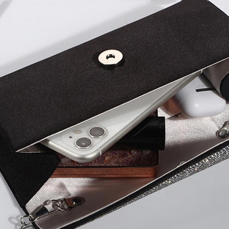 Black Rhinestone Shoulder Bag For Dinner & Cosmetics 6