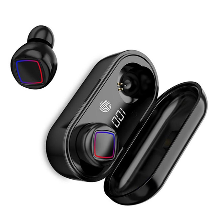 Wireless Fingerprint Touch Earbuds with Led Display and Charging Case - Black 8