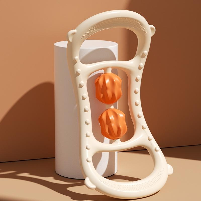 Stretching Yoga Ring With Raised Point Roller - Beige Orange 3