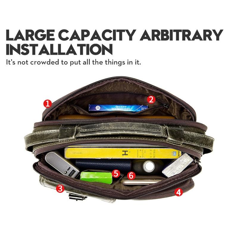 Retro Leather Men Shoulder Bag - Black 5