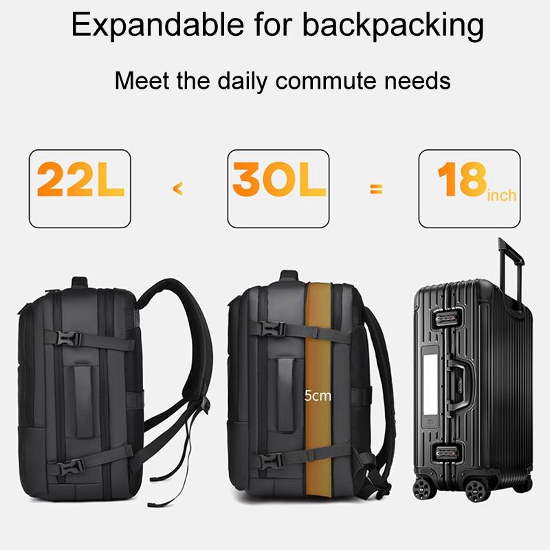 Large Capacity Expandable Business Backpack - Black 10