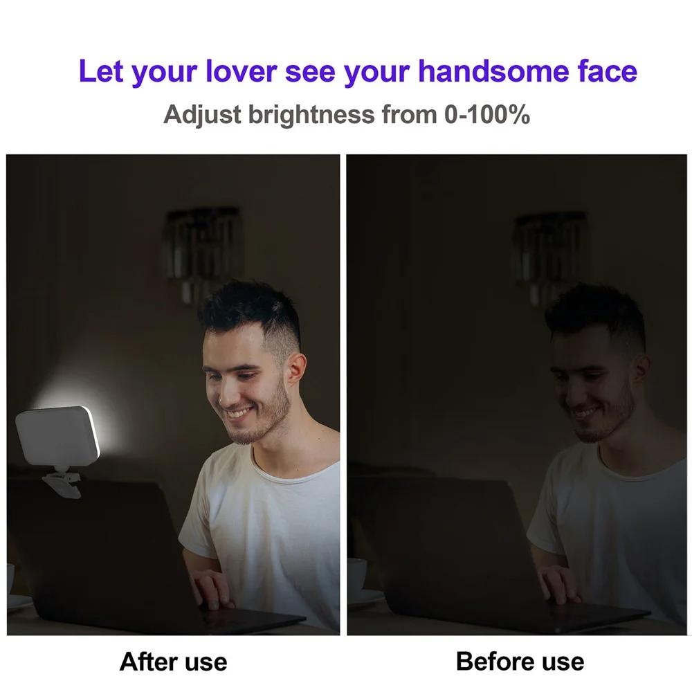 Rechargeable Clip-on Selfie Light with 66 Leds - 3 Modes for Phone Laptop Tablet - Black - White 7